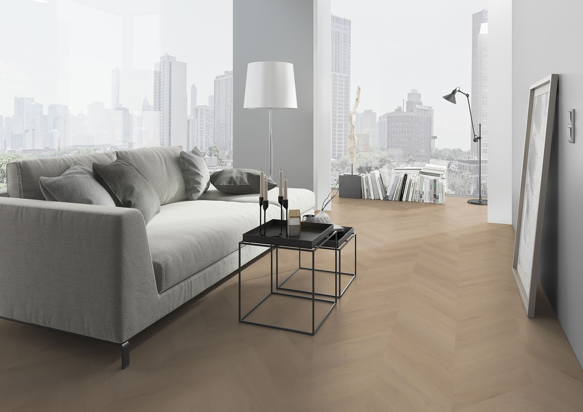 GP vloeren PVC Belakos PVC Palazzo Hongaarse punt 77   JANNE 001 02 GREY